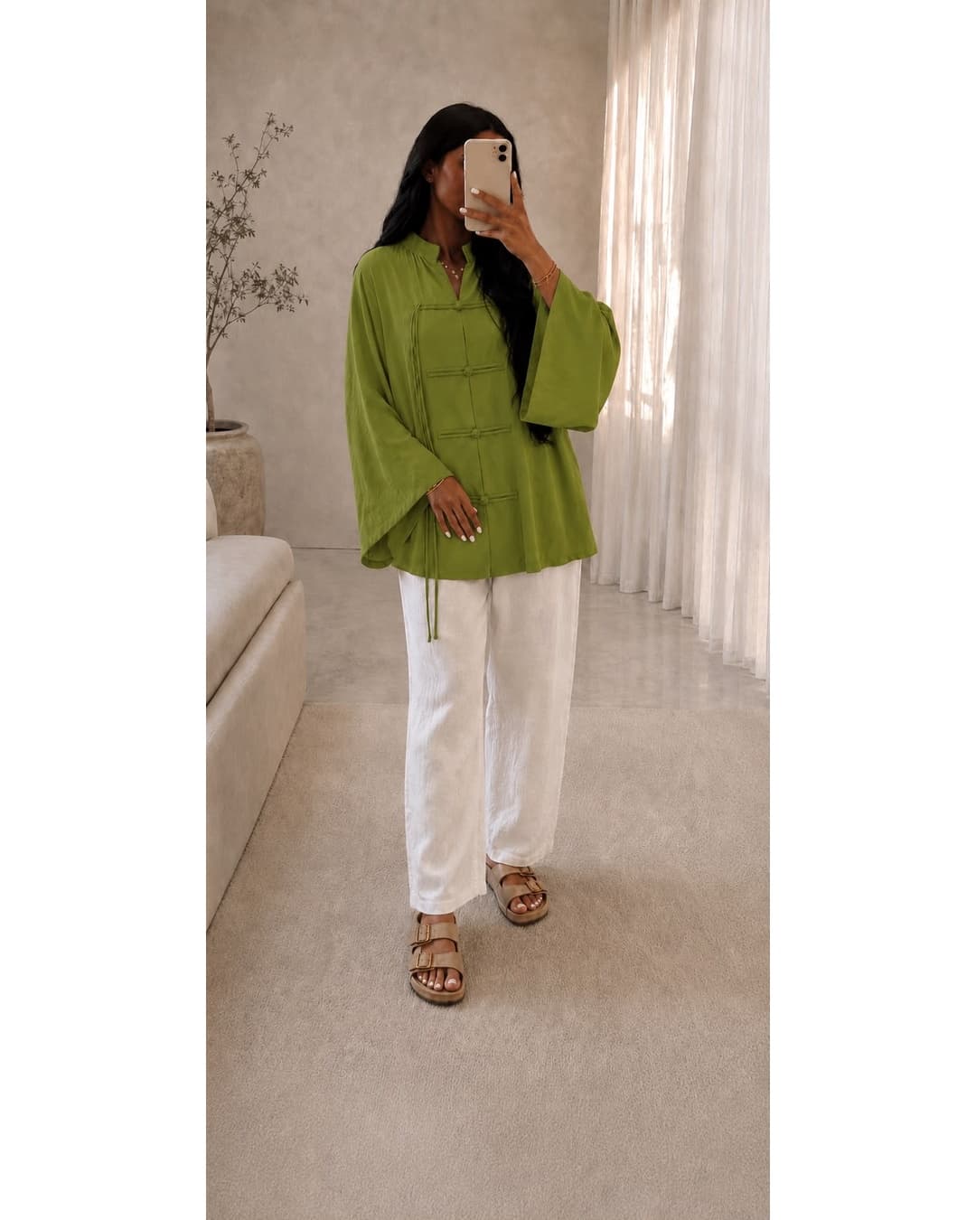 Blouse kimono Vert anis 