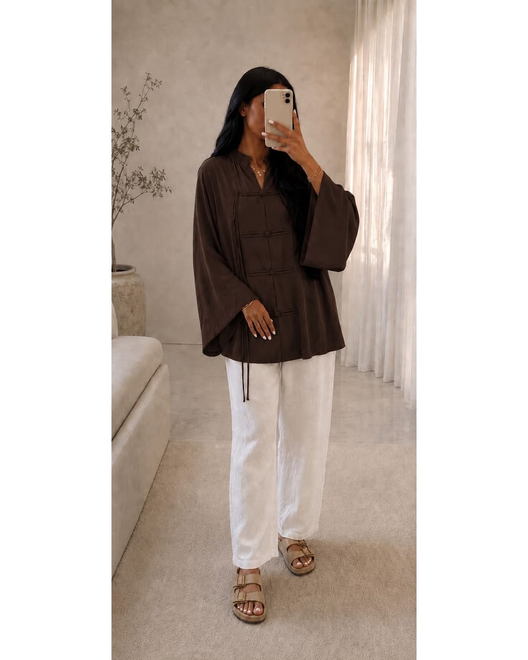 Blouse kimono Brun