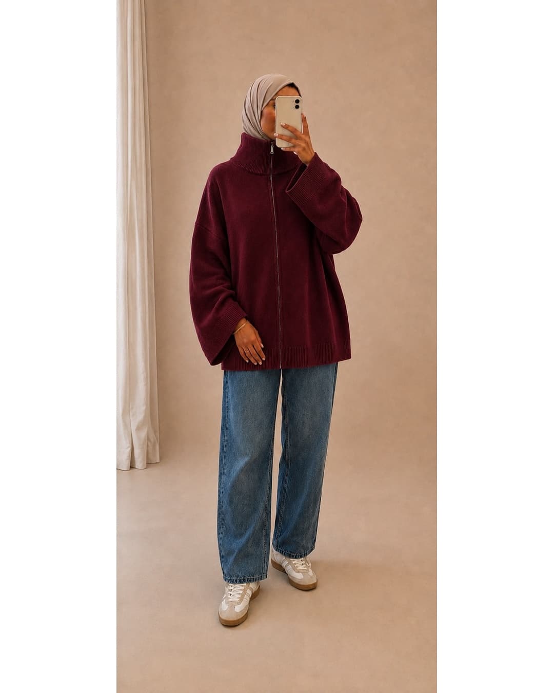 Gilet en maille avec fermeture Bordeaux
