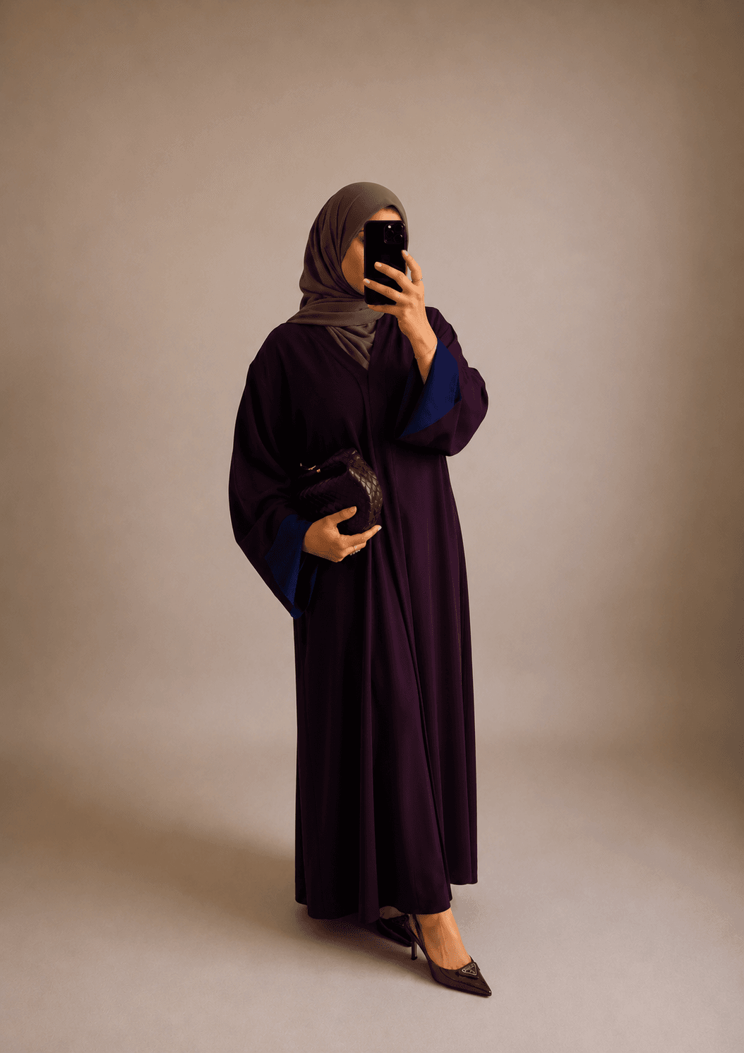 Abaya zweifarbig Violett und Blau