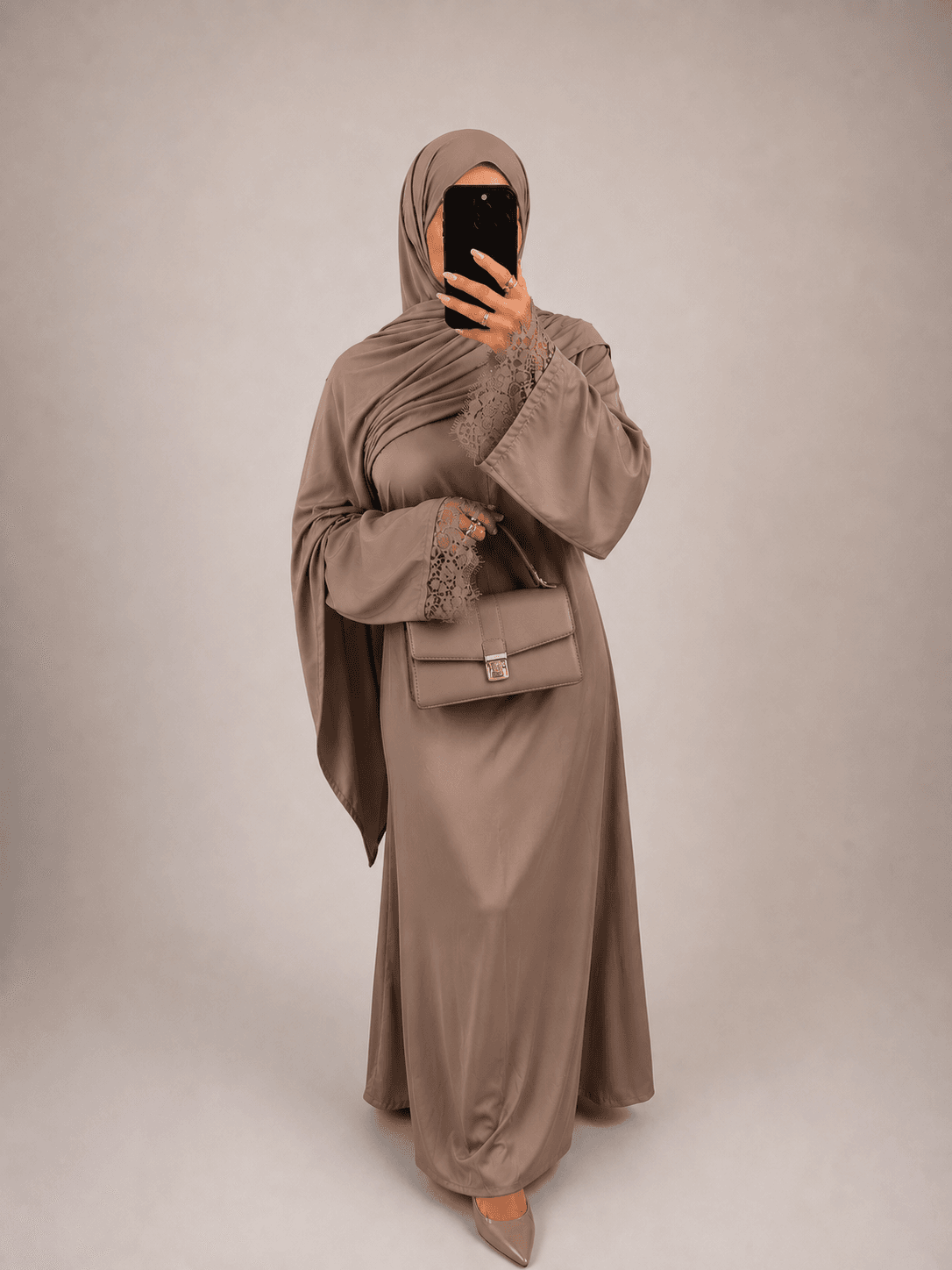 Abaya Satin Sand
