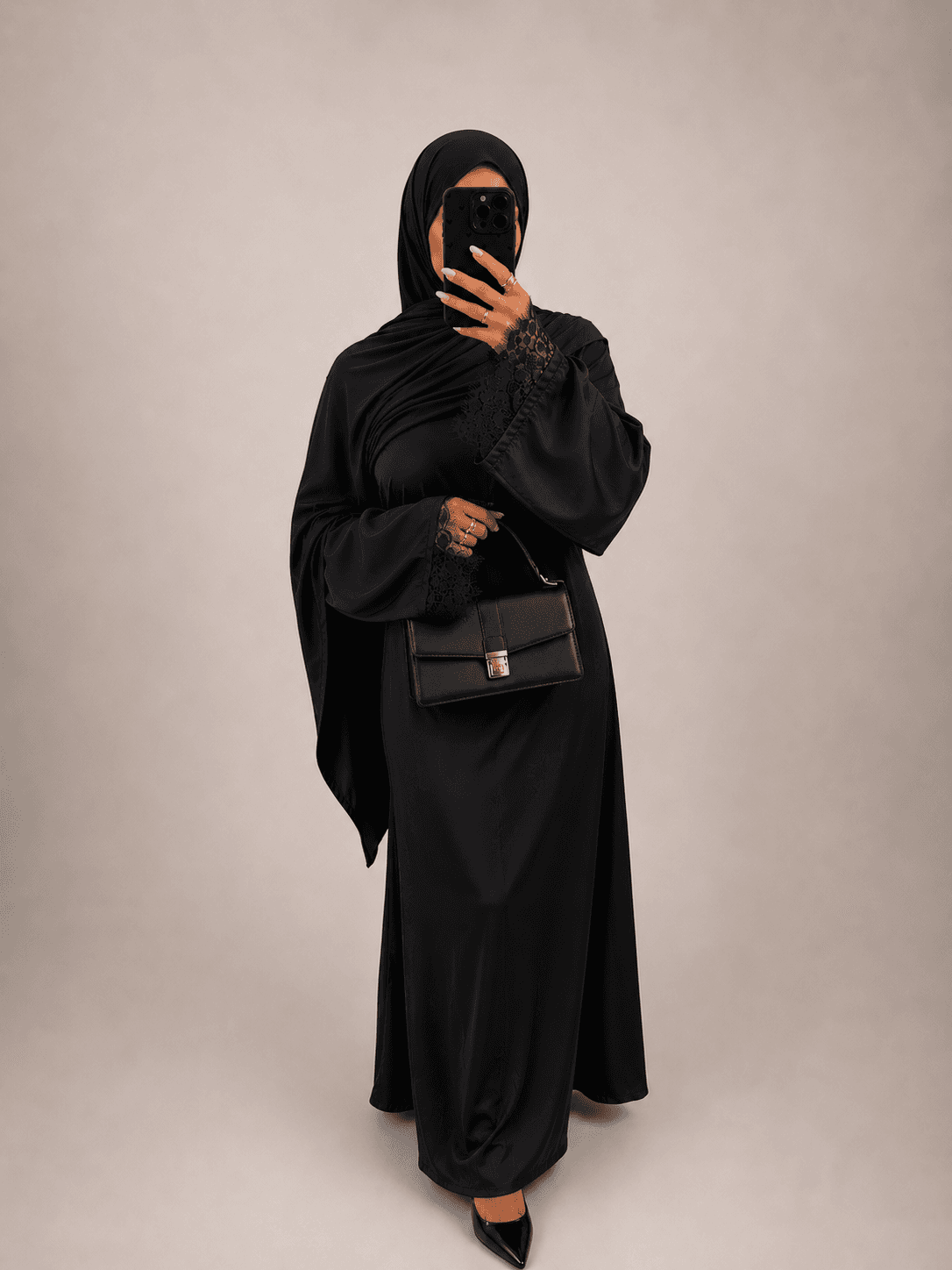 Abaya satiniert schwarz