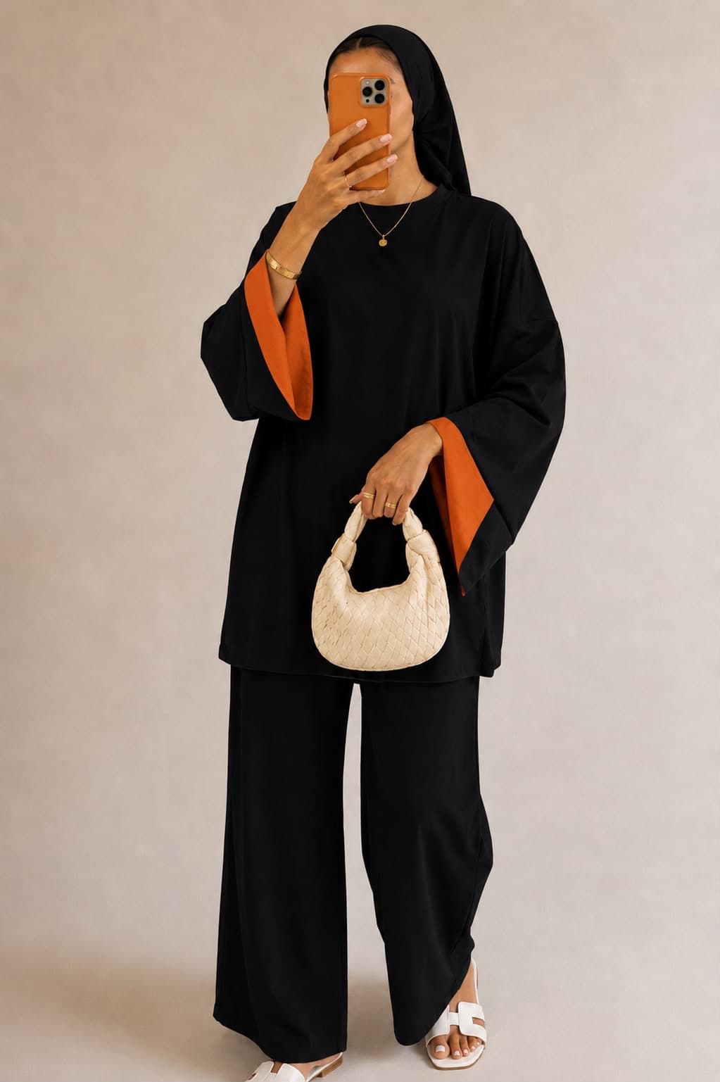 Burkini bicolore noir-orange