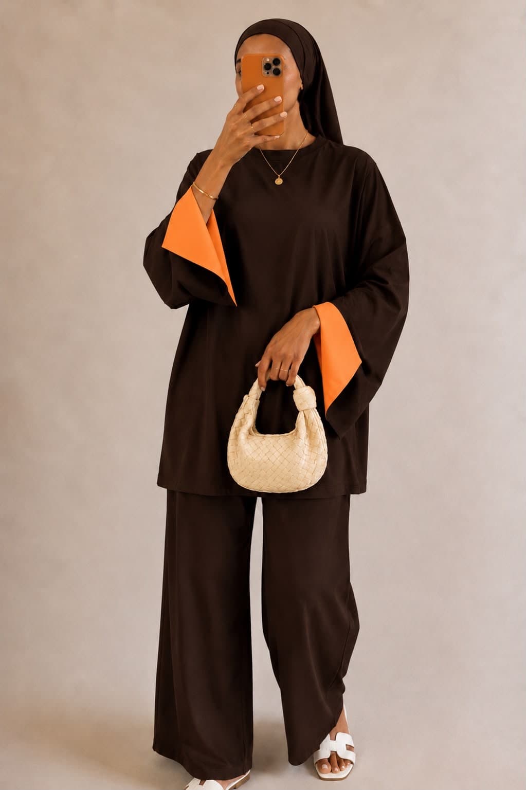 Burkini bicolore marron-orange