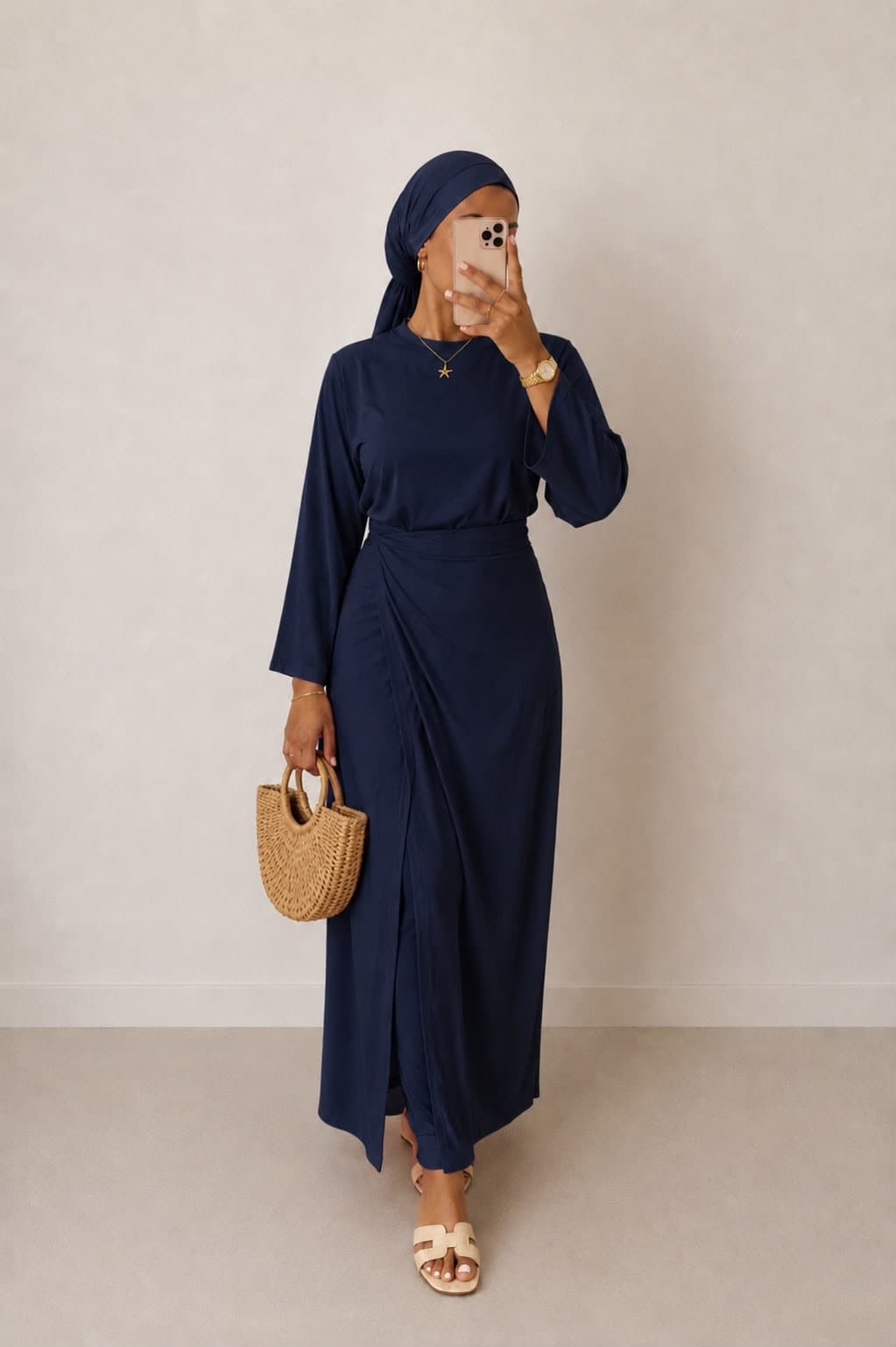 Burkini Paréo long Bleu marine