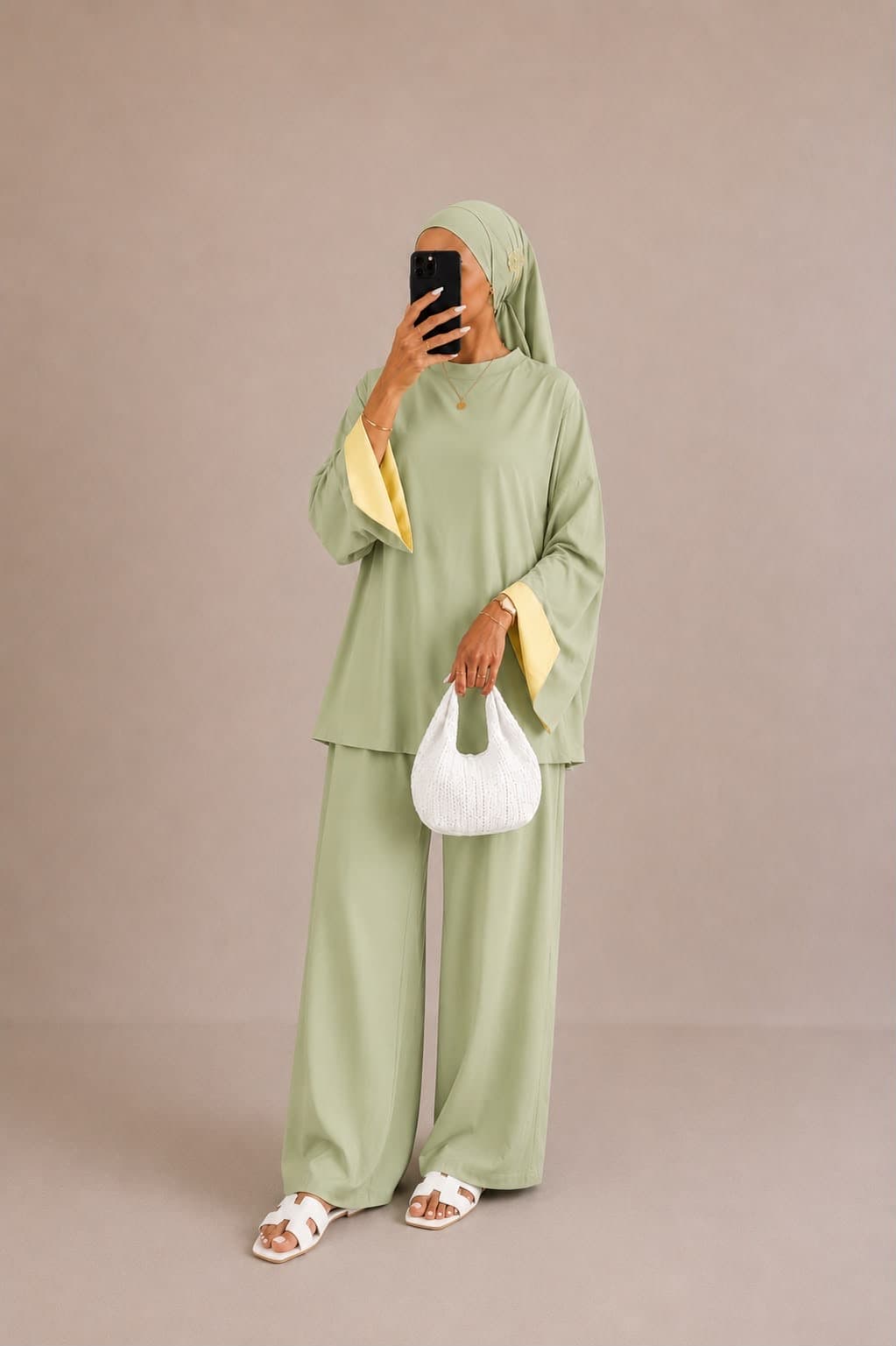 Burkini bicolore Vert-jaune