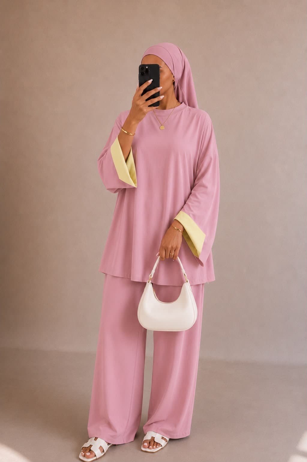 Burkini bicolore Rose-jaune