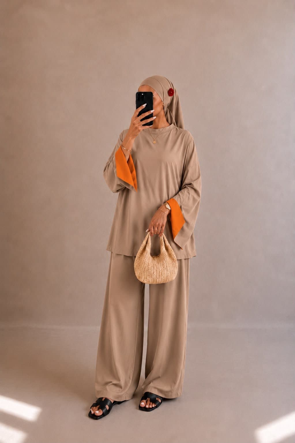 Burkini bicolore noisette-orange