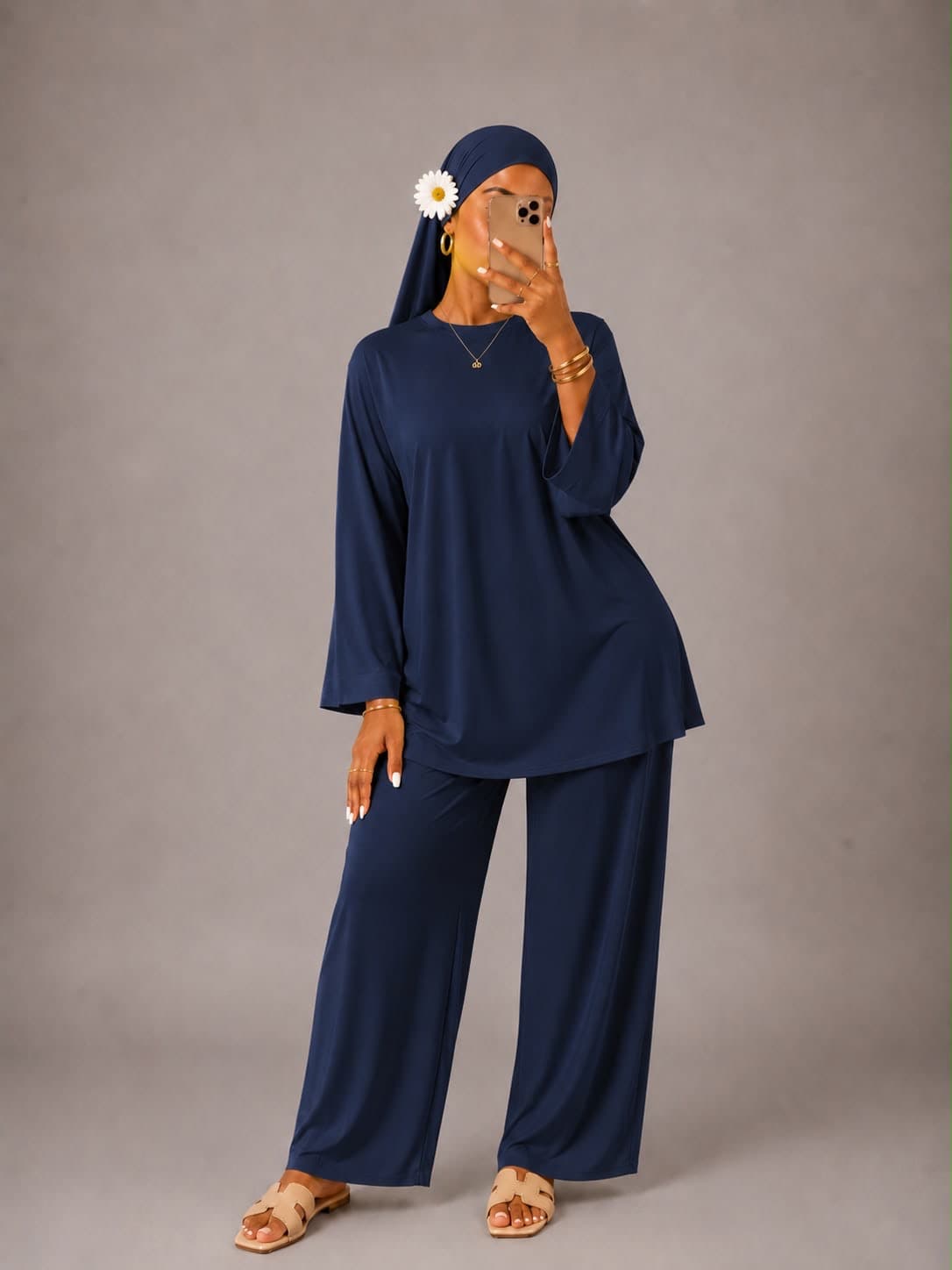 Burkini col rond Bleu marine