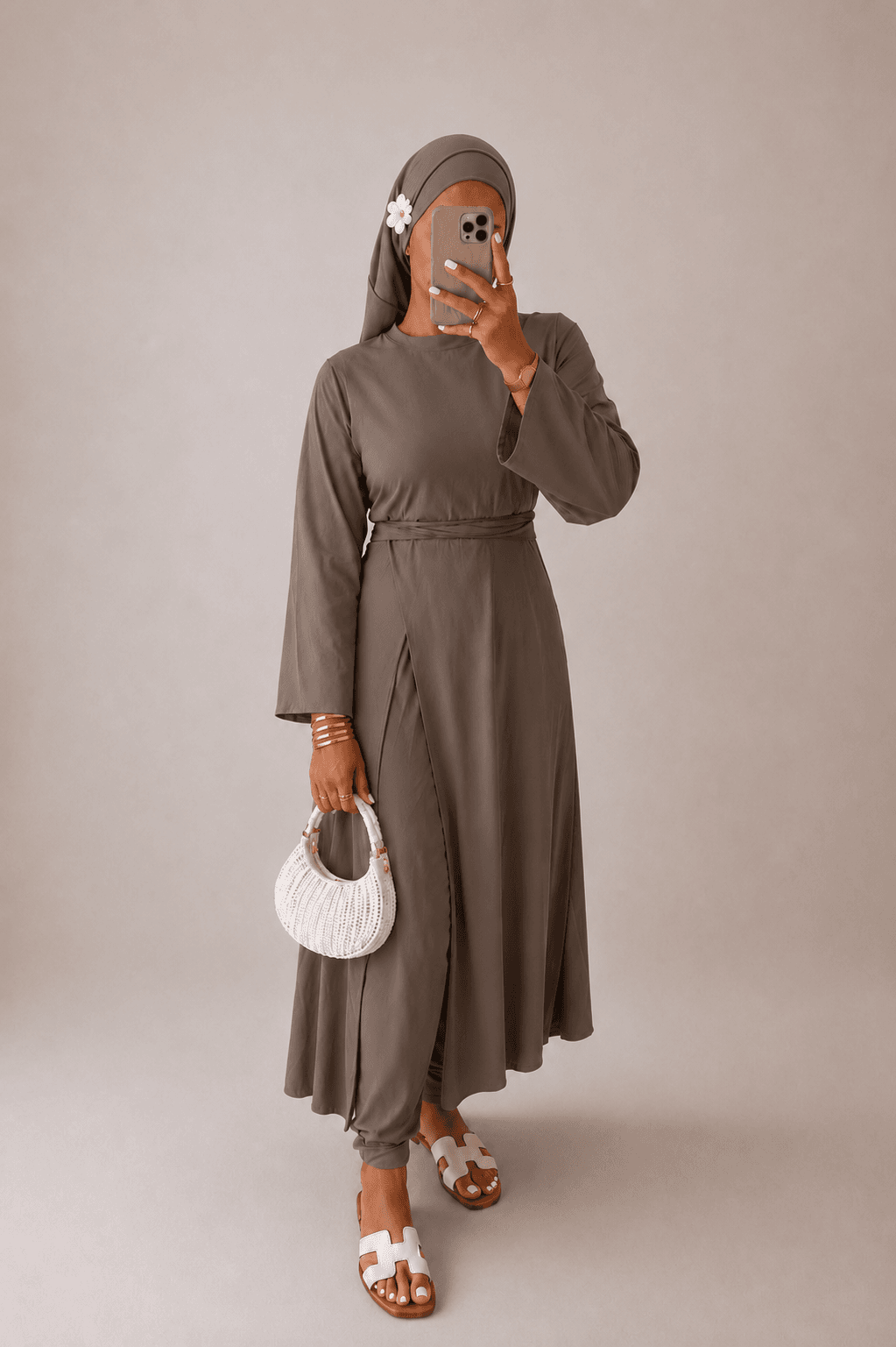 Burkini Paréo Long taupe foncé