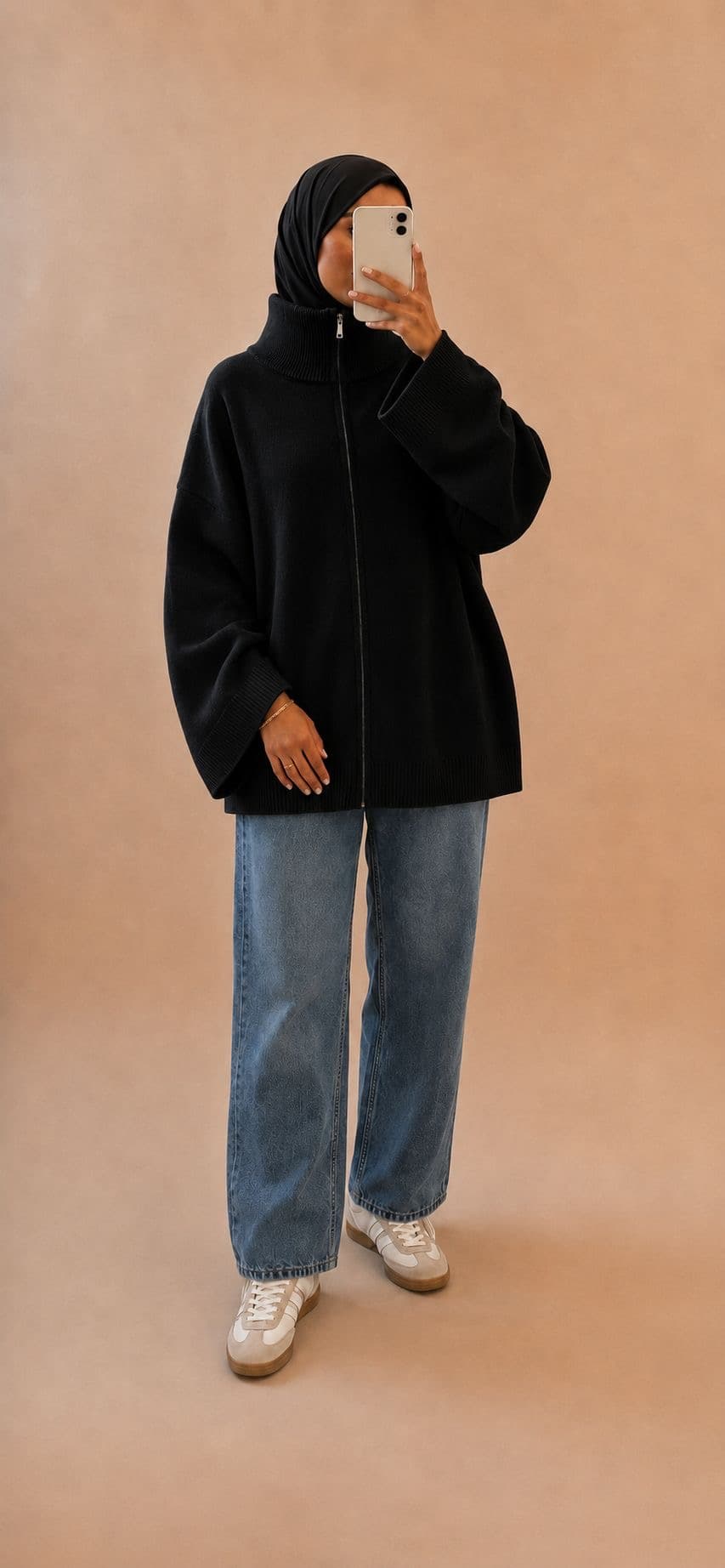 Gilet en maille avec fermeture Noir