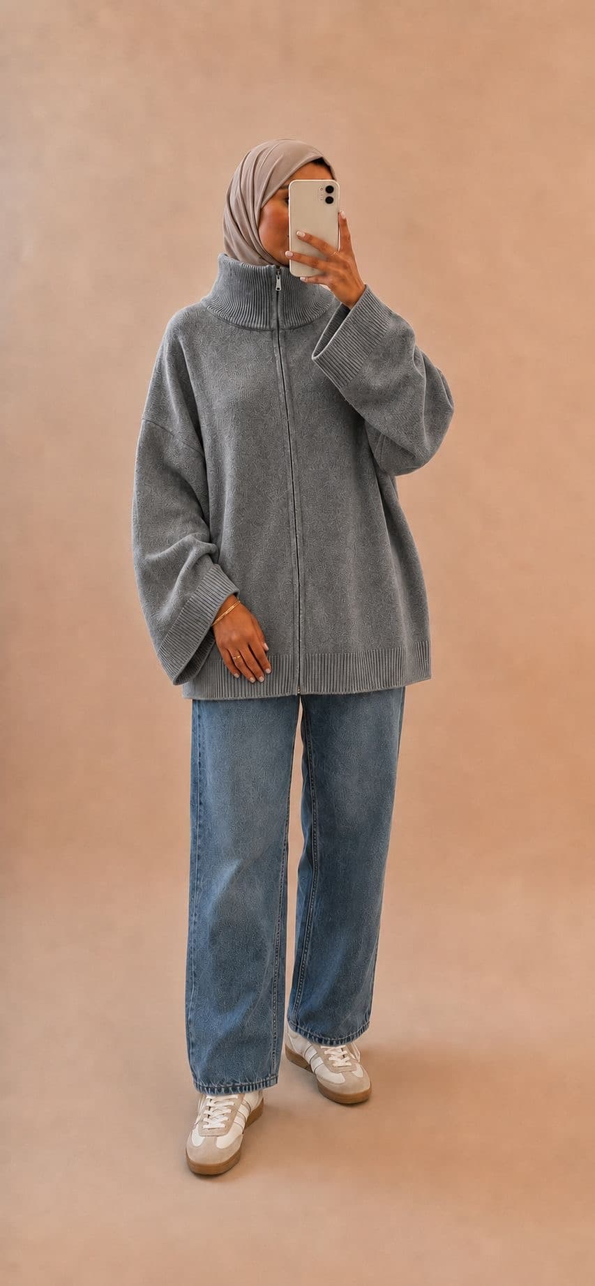 Gilet en maille avec fermeture Gris