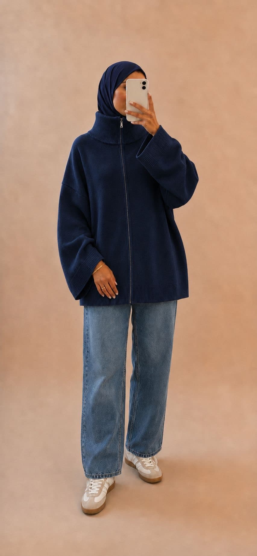 Gilet en maille avec fermeture Bleu