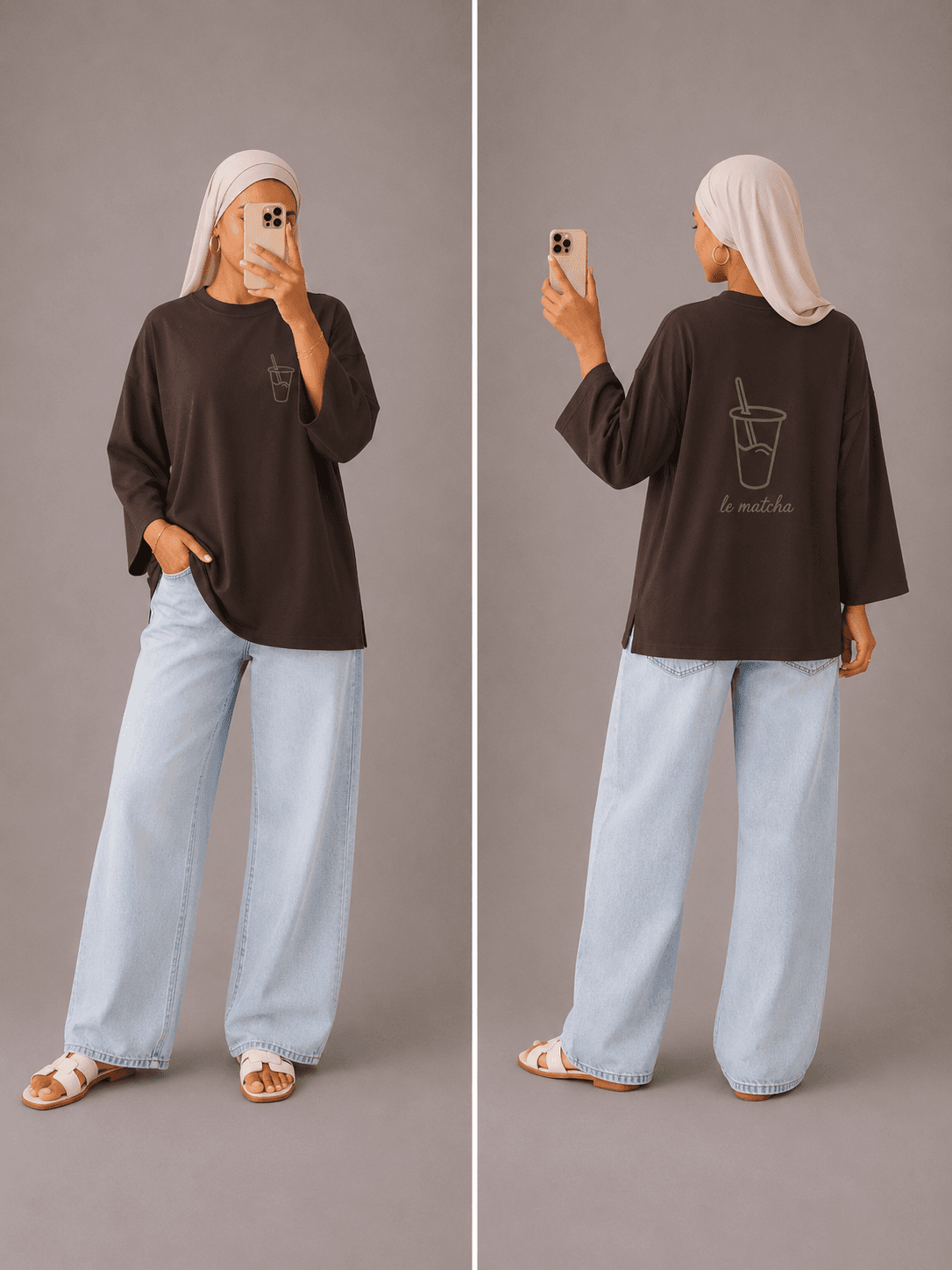 T-shirt matcha Brun