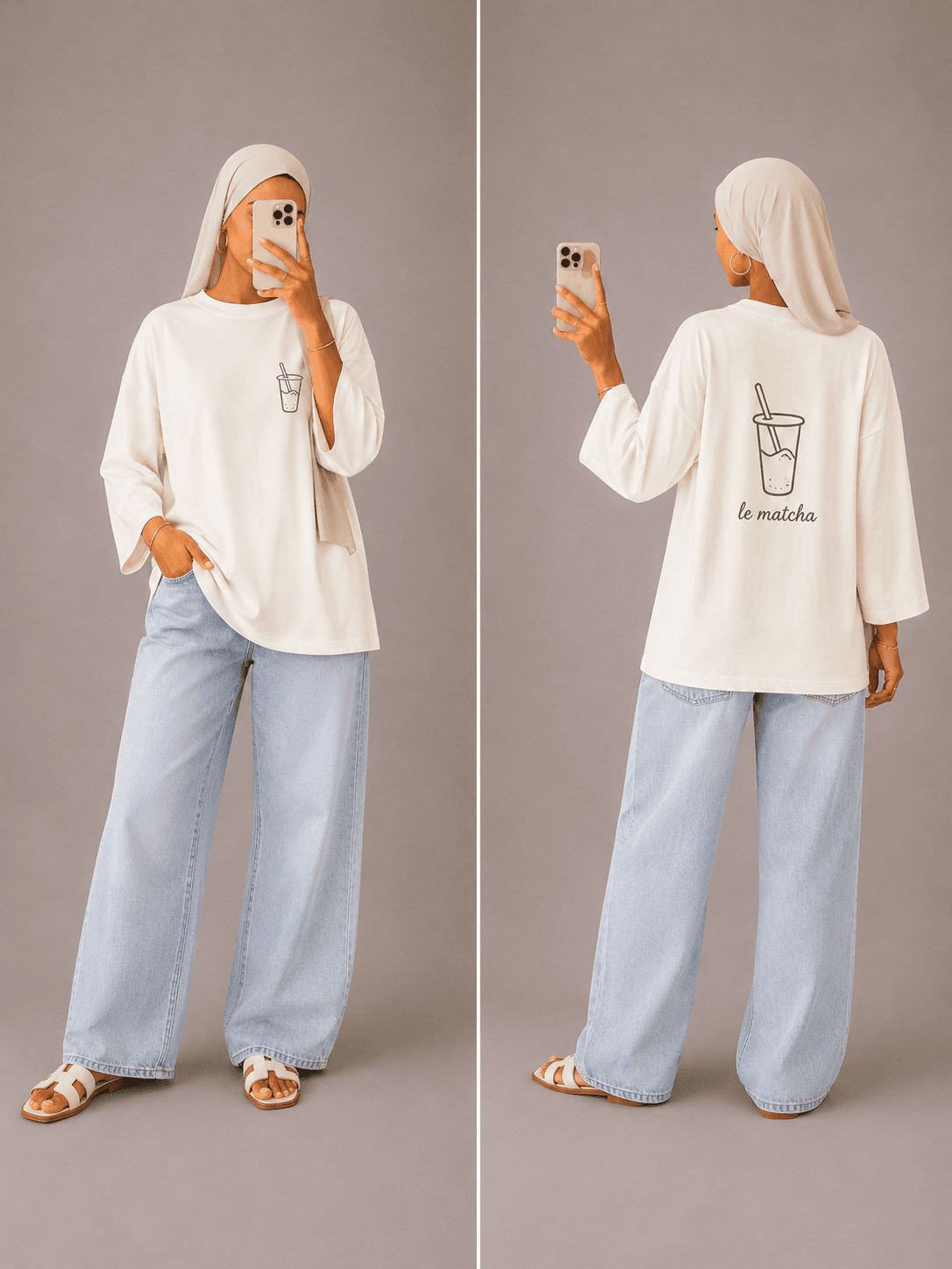T-shirt matcha Écru